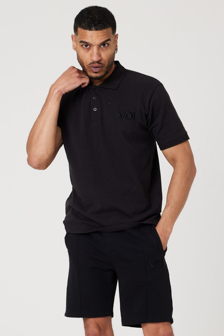 Buxton Street Polo T-Shirt & Shorts Set - Black