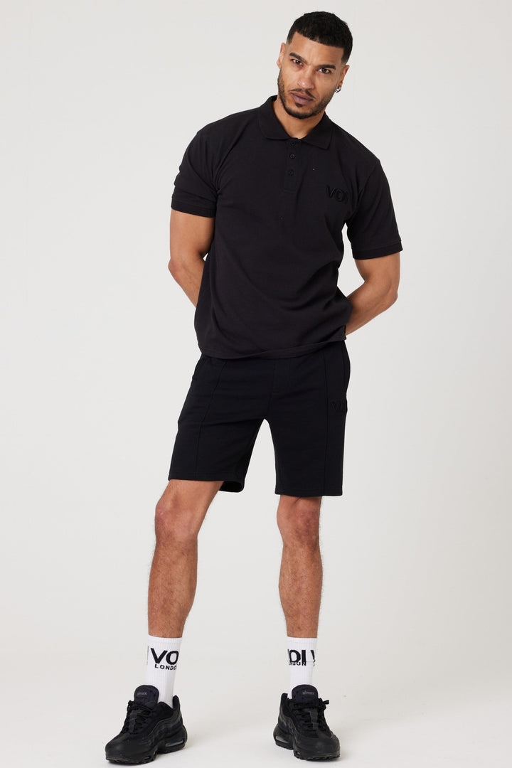 Buxton Street Polo T-Shirt & Shorts Set - Black