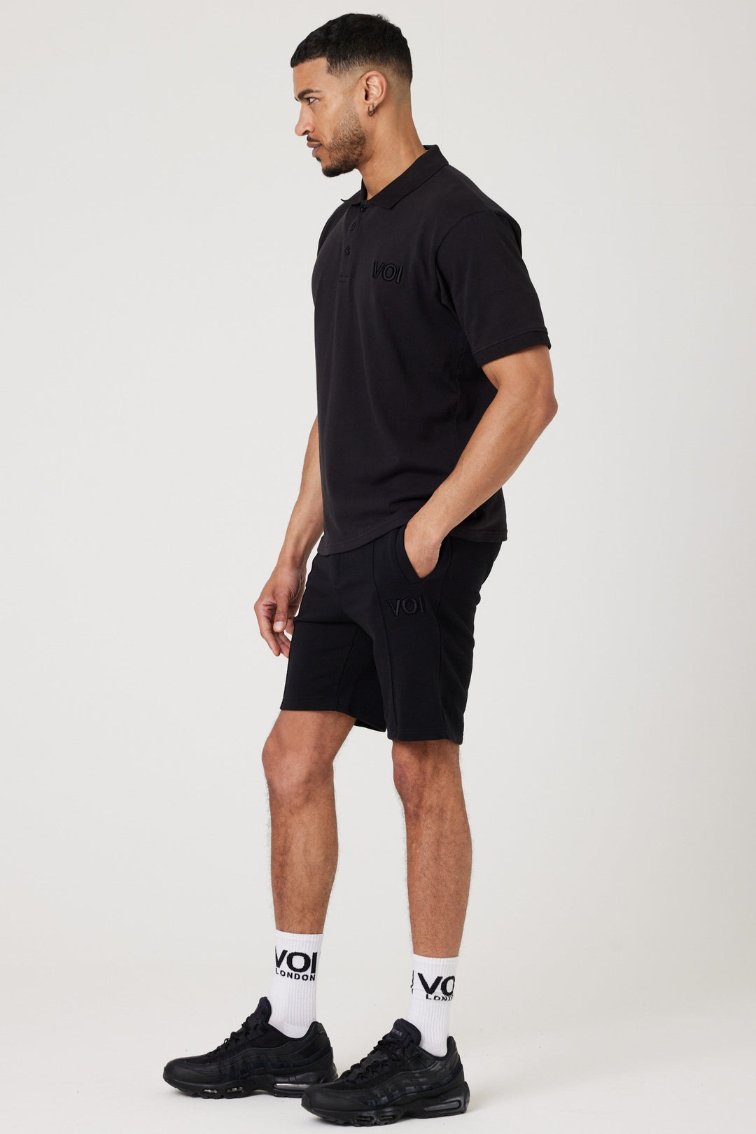 Buxton Street Polo T-Shirt & Shorts Set - Black