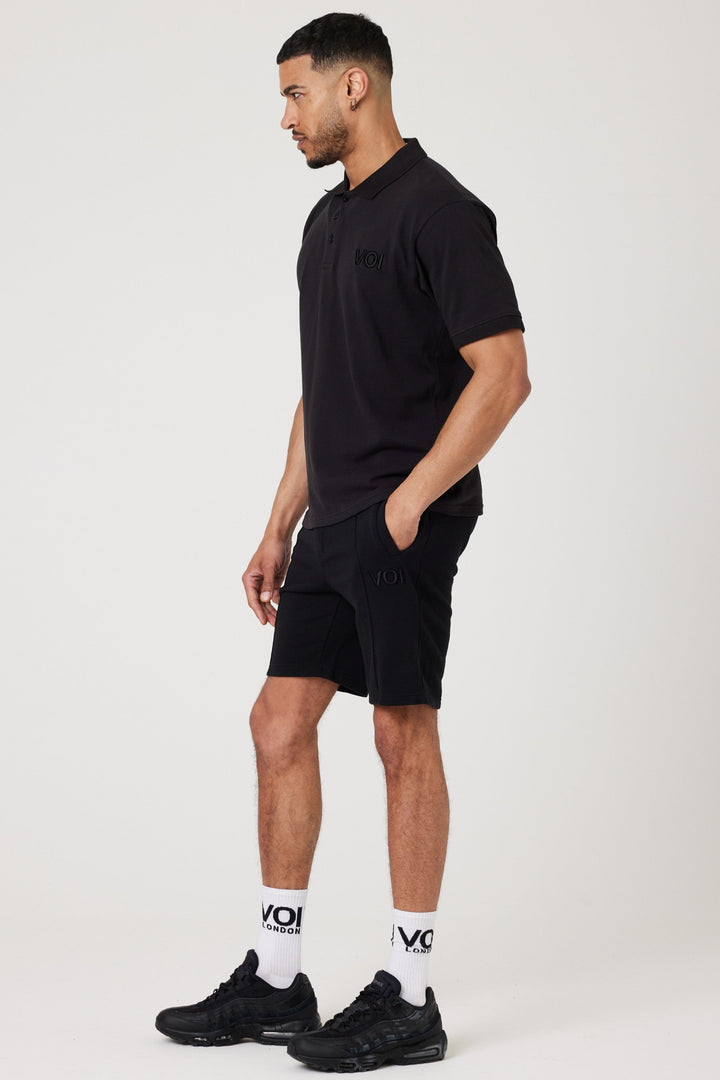 Buxton Street Polo T-Shirt & Shorts Set - Black