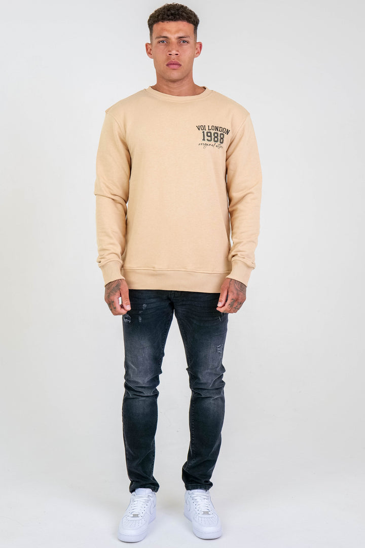Clarendon Crew Neck Jumper - Beige