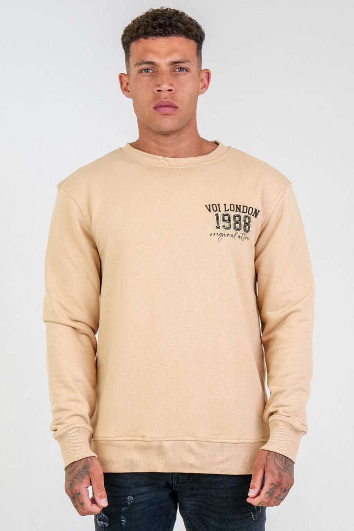 Clarendon Crew Neck Jumper - Beige