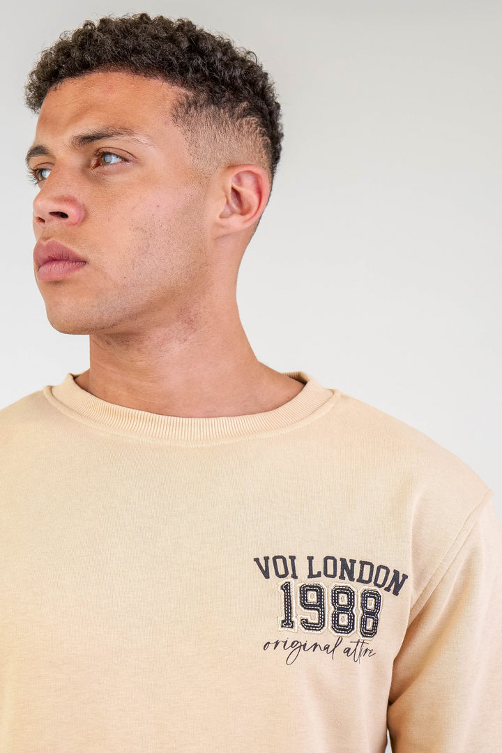 Clarendon Crew Neck Jumper - Beige