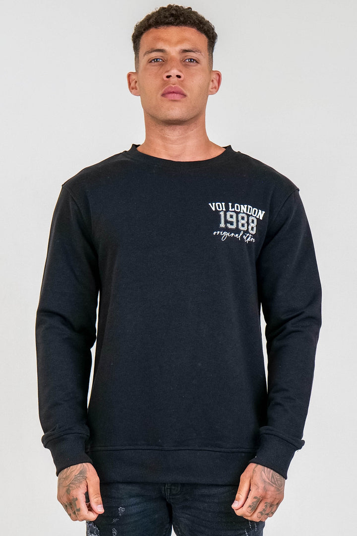 Clarendon Crew Neck Jumper - Black