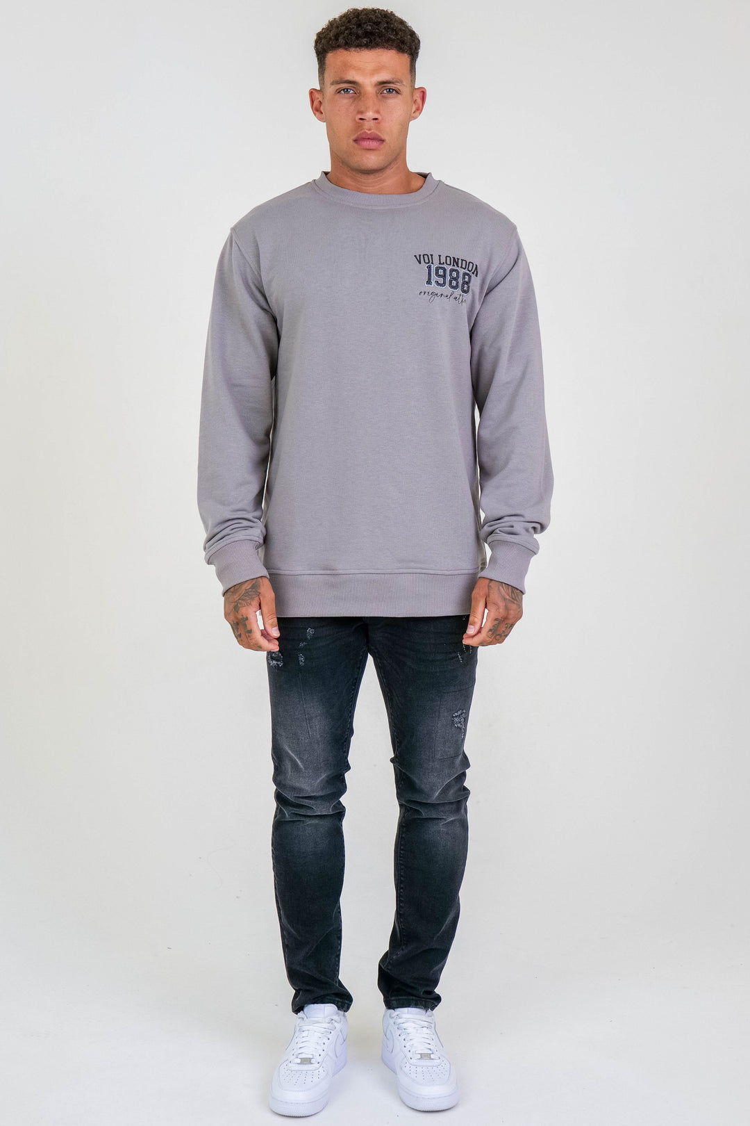 Clarendon Crew Neck Jumper - Dark Grey