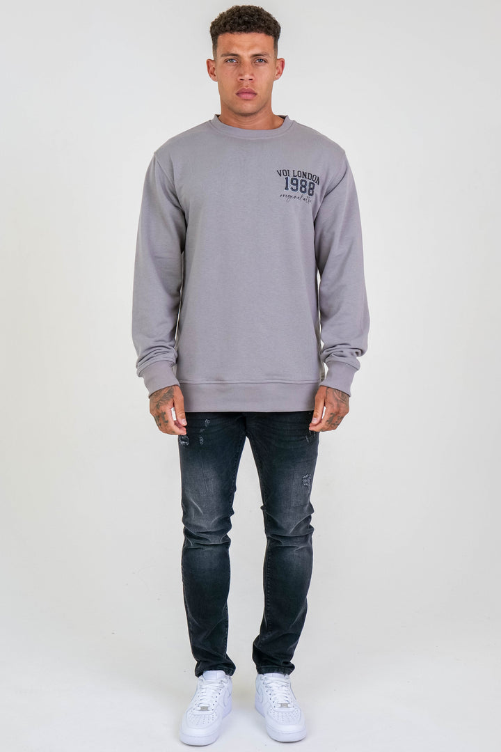 Clarendon Crew Neck Jumper - Dark Grey