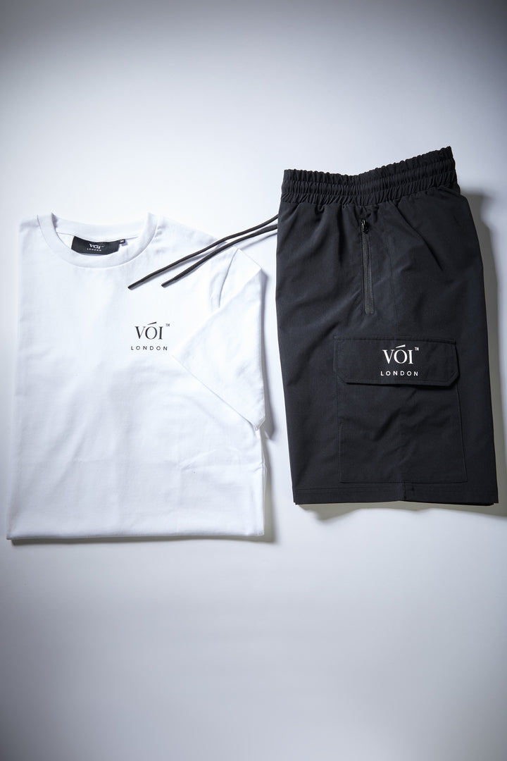 Brook Street T-Shirt & Short Set - White/Black