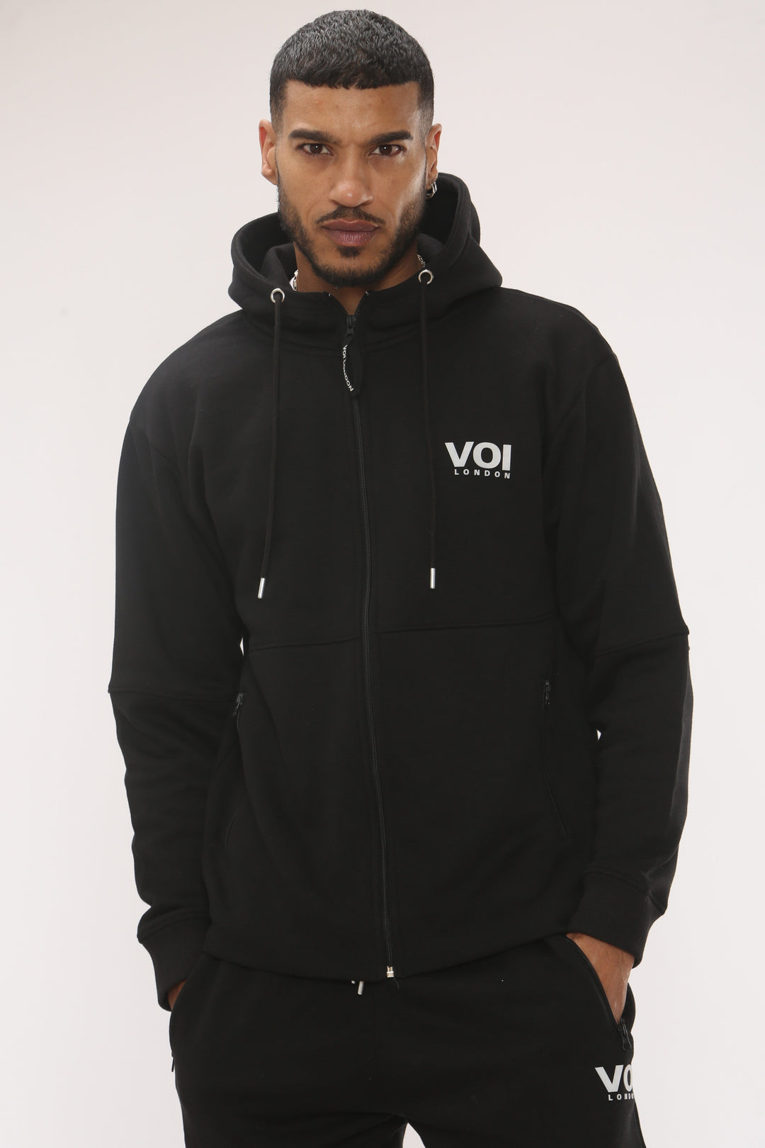Arlo Zip Through Fleece Tracksuit - Black