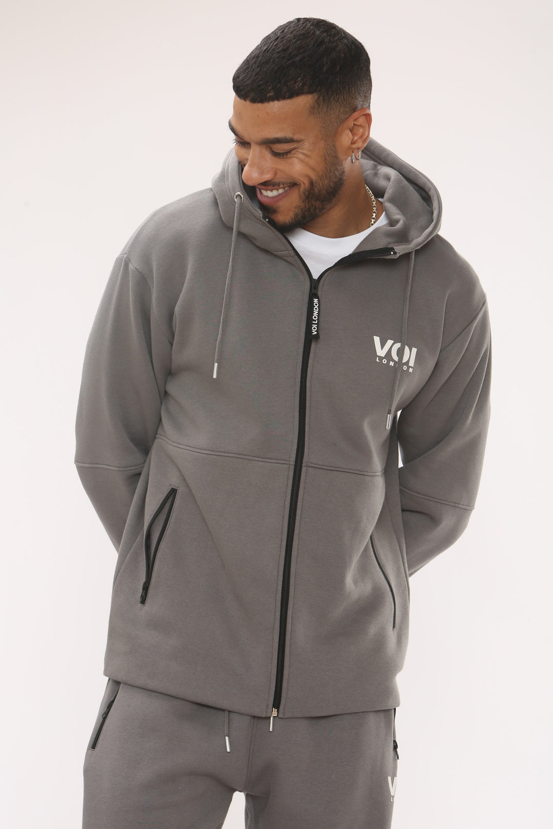 Arlo Zip Through Fleece Tracksuit - Pewter