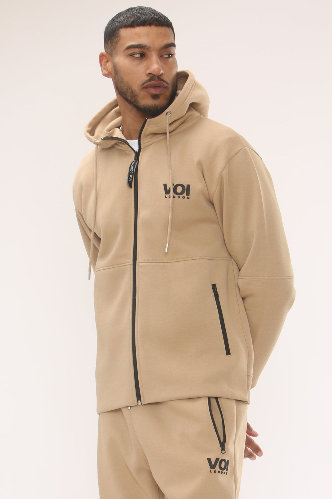 Arlo Zip Through Fleece Tracksuit - Tan