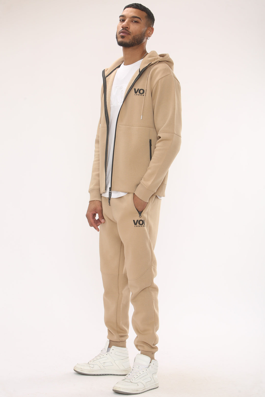 Arlo Zip Through Fleece Tracksuit - Tan