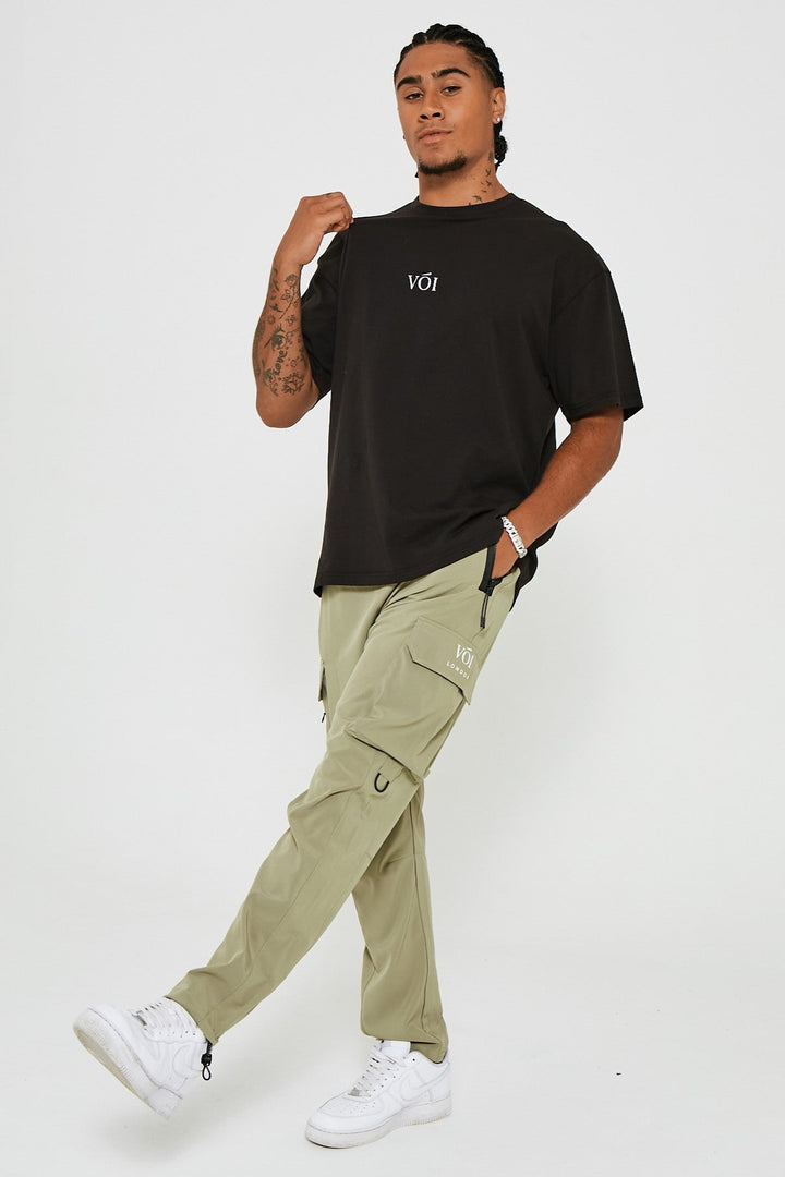 Linton Street Tapered Cargo Woven Pants - Khaki